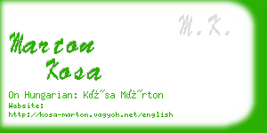 marton kosa business card