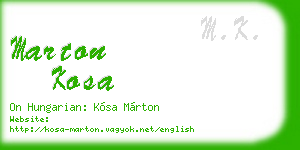 marton kosa business card